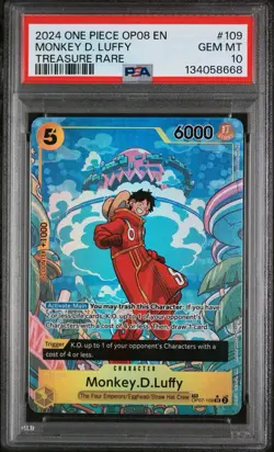 Bandai One Piece Monkey D. Luffy OP07-109 Two Legends Treasure Rare Foil PSA 10 - Image 1