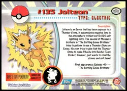 Pokemon 2000 Topps TV Animation Edition Series 3 #135 Jolteon Blue Logo - Image 2