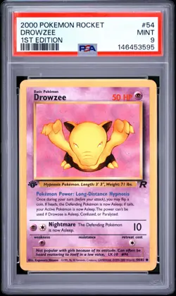 2000 POKEMON ROCKET 1ST EDITION #54 DROWZEE PSA 9 - Image 1