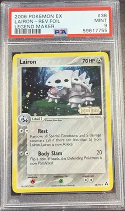 2006 Pokemon EX Legend Maker 38 Lairon Reverse PSA 9 Mint - Image 1