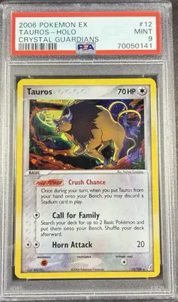 2006 Pokemon EX Crystal Guardians 12 Tauros Holo PSA 9 Mint - Image 1