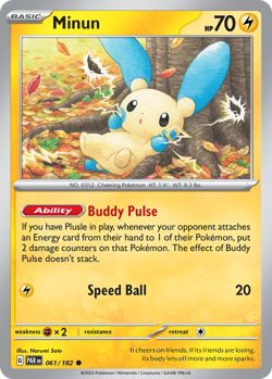 MINUN 061/182 C PARADOX RIFT POKEMON LP SATO - Image 4