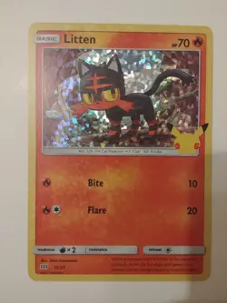 Pokemon TCG - Litten 15/25 McDonald's 25th Anniversary Holo - Near Mint - Image 1
