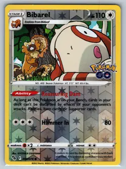 Bibarel 060/078 Common Pokemon GO Pokemon Reverse Holo Near Mint - Image 1