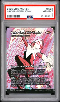 2025 MTG MARVEL'S SPIDER-MAN: SOURCE MAT #0024 SPIDER-GWEN, WEB-WARRIOR PSA 10 - Image 1