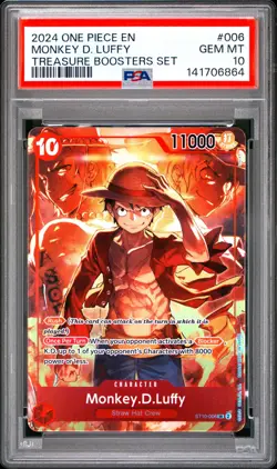 Monkey D. Luffy PSA10 2024 One Piece Promos Treasure Boosters Set #006 - Image 1