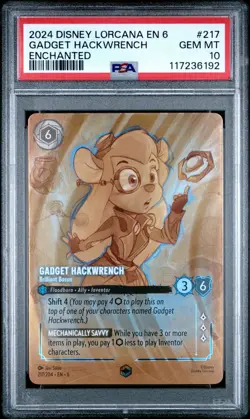 2024 DISNEY LORCANA AZURITE SEA 217 GADGET HACKWRENCH BRILLIANT BOSUN - PSA 10 - Image 1