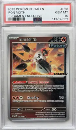 💥PSA 10 Iron Moth 028/182 EB Games Stamped Promo1 Pokemon Card TCG - Image 1