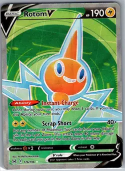Rotom V (Full Art) 176/196 SWSH11: Lost Origin - Pokemon Card - NM - Image 1