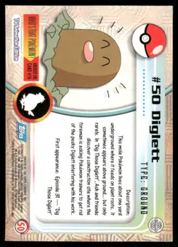 Pokemon Cards Diglett #50 Topps Trading Cards Series 1 NM *3 - Image 2