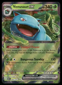 Venusaur ex 003/165 Double Rare Holo Scarlet & Violet Pokemon TCG trading card - Image 1