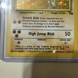 Pokemon TCG Fossil Hitmonlee 7/62 Unlimited Holo Rare - Image 3