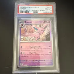 Pokemon Espeon Prismatic Evolutions Master Ball Holo PSA 10 - Image 1