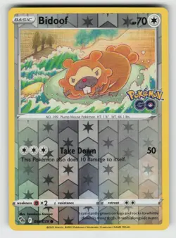 Reverse Holo Bidoof 059/078 Common Pokemon GO Near Mint - Image 1