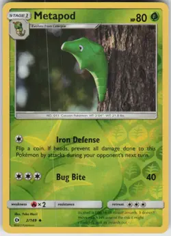 Reverse Holo Metapod 2/149 Uncommon SM Base Set Near Mint - Image 1