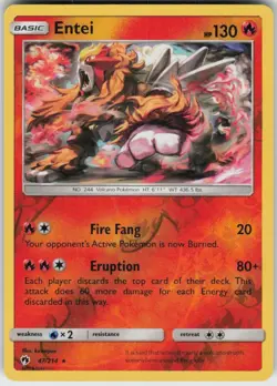 Reverse Holo Entei 47/214 Rare Lost Thunder Near Mint - Image 1