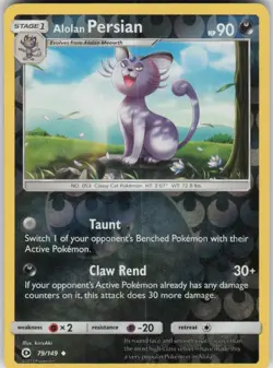 Reverse Holo Alolan Persian 79/149 Uncommon SM Base Set Near Mint - Image 1