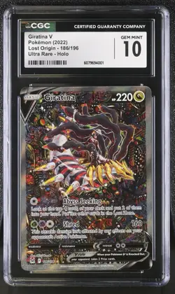 2022 Pokemon Giratina V Alt ArtUltra Rare Holo Lost Origin 186/196 CGC 10 Graded - Image 1