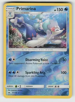 Reverse Holo Primarina 41/149 Rare SM Base Set Near Mint - Image 1