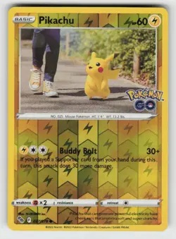 Reverse Holo Pikachu 027/078 Common Pokemon GO Near Mint - Image 1