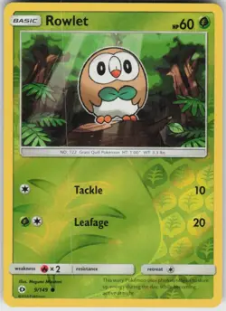 Reverse Holo Rowlet 9/149 Common SM Base Set Near Mint - Image 1
