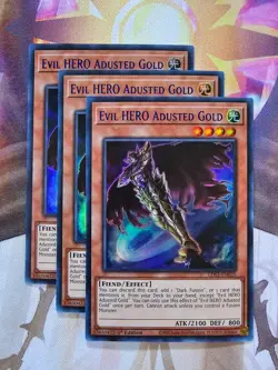 3x Yugioh LDS3-EN025 Evil HERO Adusted Gold RED Ultra Rare 1st Ed NM x3 - Image 1
