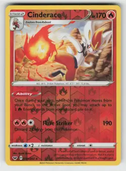Reverse Holo Cinderace 034/202 Rare Sword & Shield Near Mint - Image 1