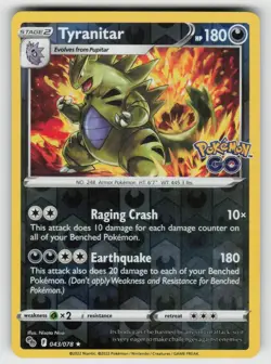 Reverse Holo Tyranitar 043/078 Rare Pokemon GO Near Mint - Image 1