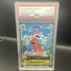 One Piece CCG Monkey D. Luffy OP08-109 Two Legends Treasure Rare Foil EN PSA 10 - Image 1