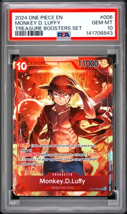 Monkey D. Luffy PSA10 2024 One Piece Promos Treasure Boosters Set #006 - Image 1