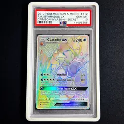 PSA 10 Gyarados GX 112/111 Sun & Moon Crimson Invasion 2017 Secret Pokemon Card - Image 1