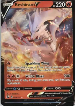 Reshiram V 024/195 Holo V Rare Silver Tempest Pokemon Near Mint - Image 1