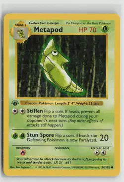 Metapod 54/102 1st Edition Base Set Shadowless Pokemon NM - Image 1