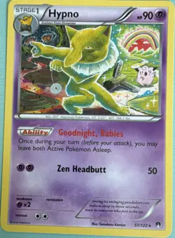 Pokemon TCG Hypno 51/122 Breakpoint Regular Rare Stage 1 90HP English - Image 1