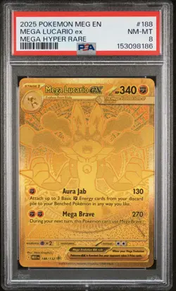 2025 POKEMON MEG EN-MEGA EVOLUTION MEGA HYPER RARE #188 MEGA LUCARIO EX PSA 8 - Image 1