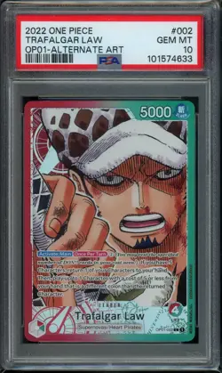 2022 One Piece Trafalgar Law #002 OP01 Alternate Art PSA 10 Gem Mint - Image 1