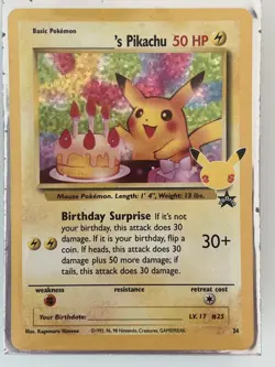 Birthday Pikachu Holo 24 Celebrations Classic Collection Pokemon 2021 LP - Image 1