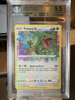 2020 Pokemon Sword Shield Vivid Voltage 138 Rayquaza Amazing Rare PSA BGS 9.5 - Image 1