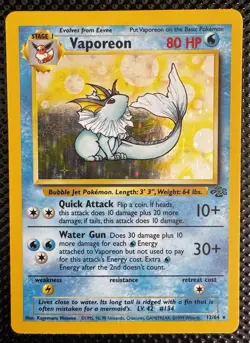 1999 Pokemon Jungle Vaporeon Holo Rare - Image 1