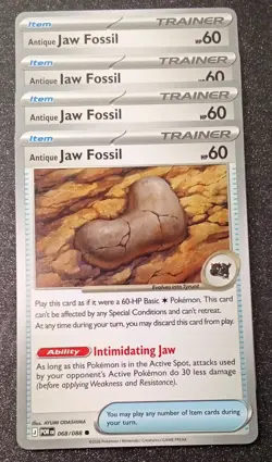 4x Antique Jaw Fossil Playset 068/088 Me03: Perfect Order Regular Pokemon TCG NM - Image 1