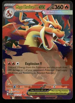 Pokemon Cards Mega Charizard Y ex 022/217 Ascended Heroes Double Rare NM *1 - Image 1