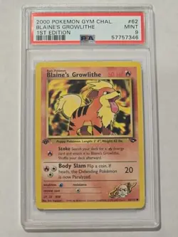 2000 Pokemon Gym Challenge 1st Edition Blaine's Growlithe 62/132 PSA 9 Mint! - Image 1