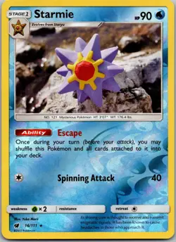 POKEMON STARMIE 16/111 RARE REVERSE HOLO CRIMSON INVASION NM/M - Image 1