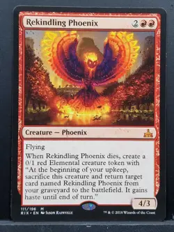 MTG - Rekindling Phoenix Rivals of Ixalan Red Mythic Creature 111/196 Near Mint - Image 1