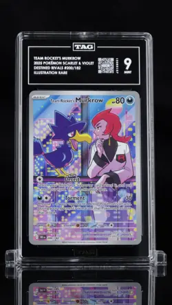 Pokemon Team Rockets Murkrow Illustration Rare 200/182 Destined Rivals Series - Image 1