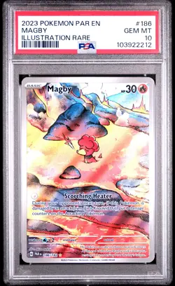 2023 POKEMON PAR EN-PARADOX RIFT ILLUSTRATION RARE #186 MAGBY PSA 10 - Image 1