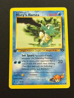 Misty's Horsea 87/132 Common Gym Challenge Pokemon 1st Edition Moderately Played - Image 1