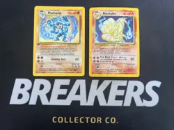 1999 Base Set Vintage Pokemon 2 Card Lot: Holo 1st Edition Machamp & Ninetales - Image 1