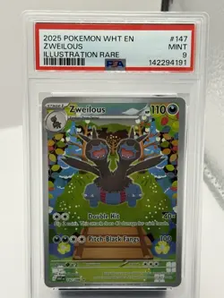 2025 Pokemon Zweilous Illustration Rare White Flare 147/086 PSA 9 MINT - Image 1