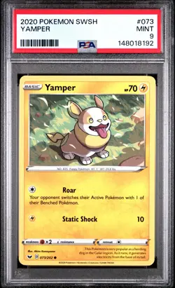 2020 POKEMON SWORD & SHIELD #073 YAMPER PSA 9 - Image 1